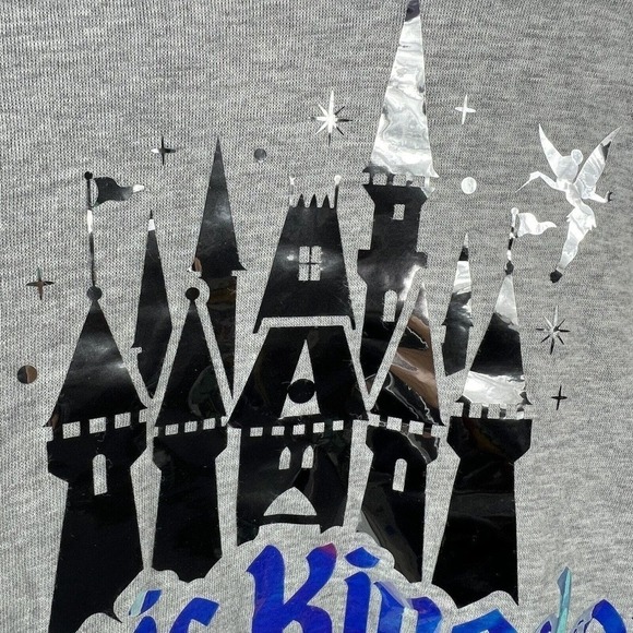 Disney Parks Gray Iridescent Magic Kingdom Hoodie Sweatshirt Size XL Castle Tink - Picture 6 of 14